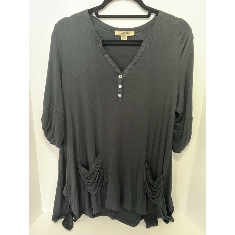 David by David Kahn Women's Black V-Neckline Lightweight Tunic Size Medium, A241